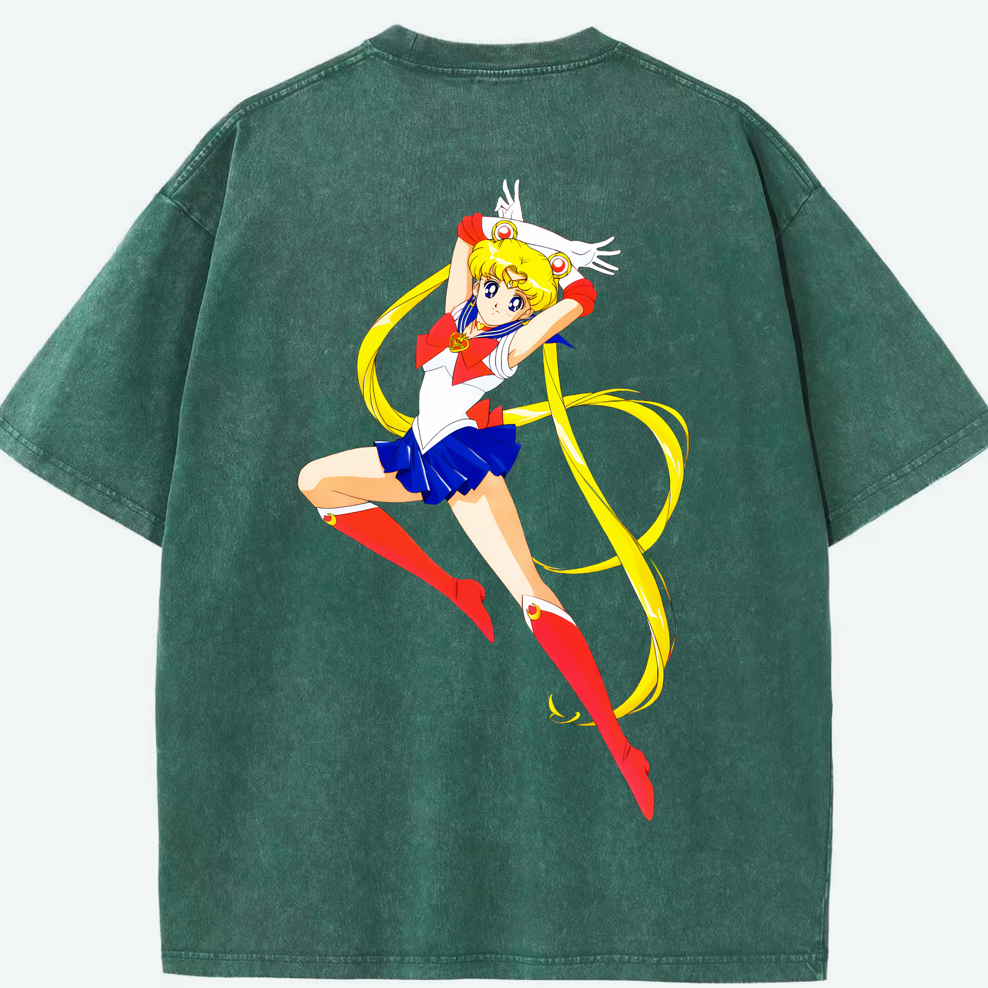 （画像用） 美少女戦士セーラームーン 月野 うさぎ つきの うさぎ Sailor Moon Tsukino Usagi 綿100% ヴィンテージ風 半袖Tシャツ（背面プリント）
